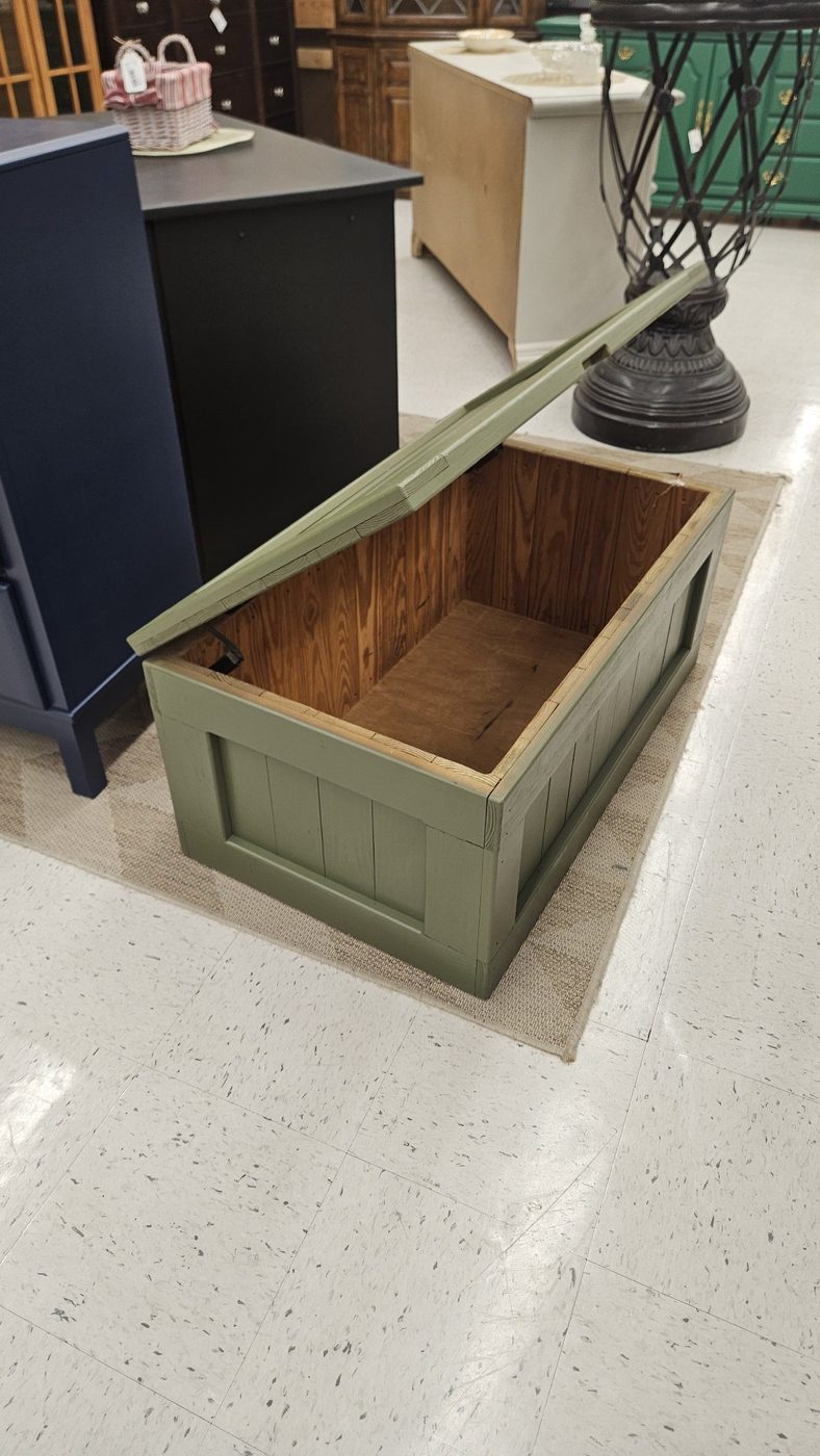 Green Storage Box — Wooden Chest with Hinged Lid — photo 1 of 4