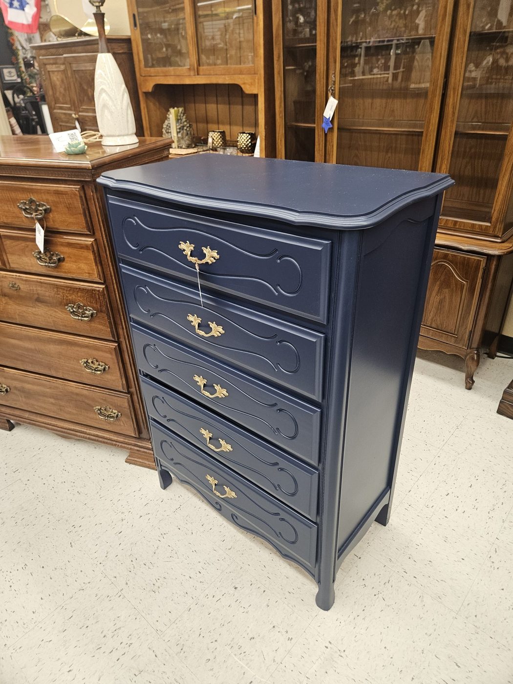 Navy French Provincial 5-Drawer Dresser — photo 1 of 4