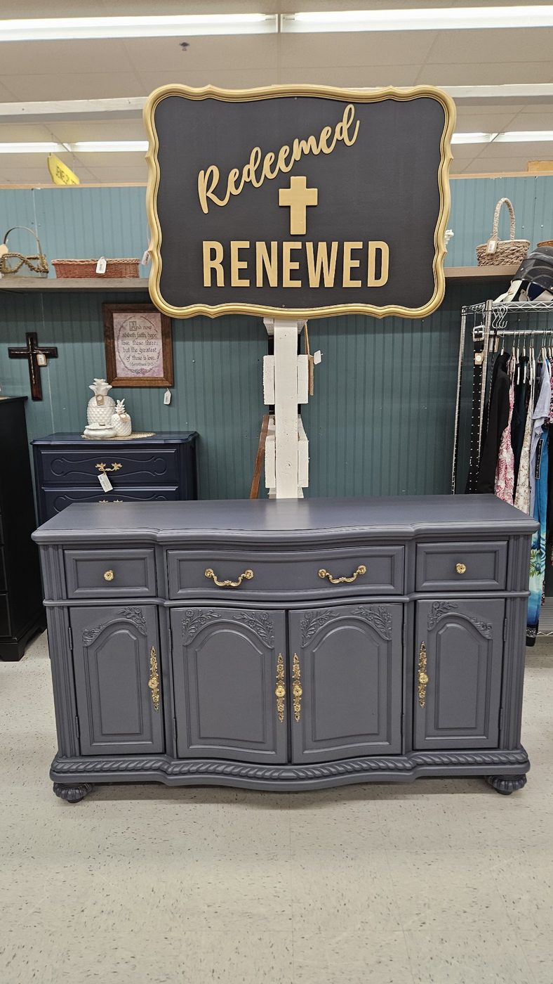 Navy French Provincial Buffet — 3 Drawers + 4 Cabinets — photo 1 of 4